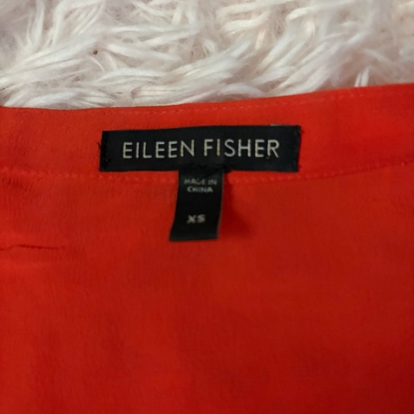 Eileen Fisher 100% Silk Orange Blouse Top XS Long Sleeve Button Down - Picture 3 of 6